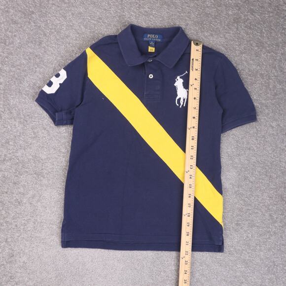 Polo Ralph Lauren Embroidered Youth Medium Blue Yellow Short Sleeve Polo Shirt - Picture 3 of 9